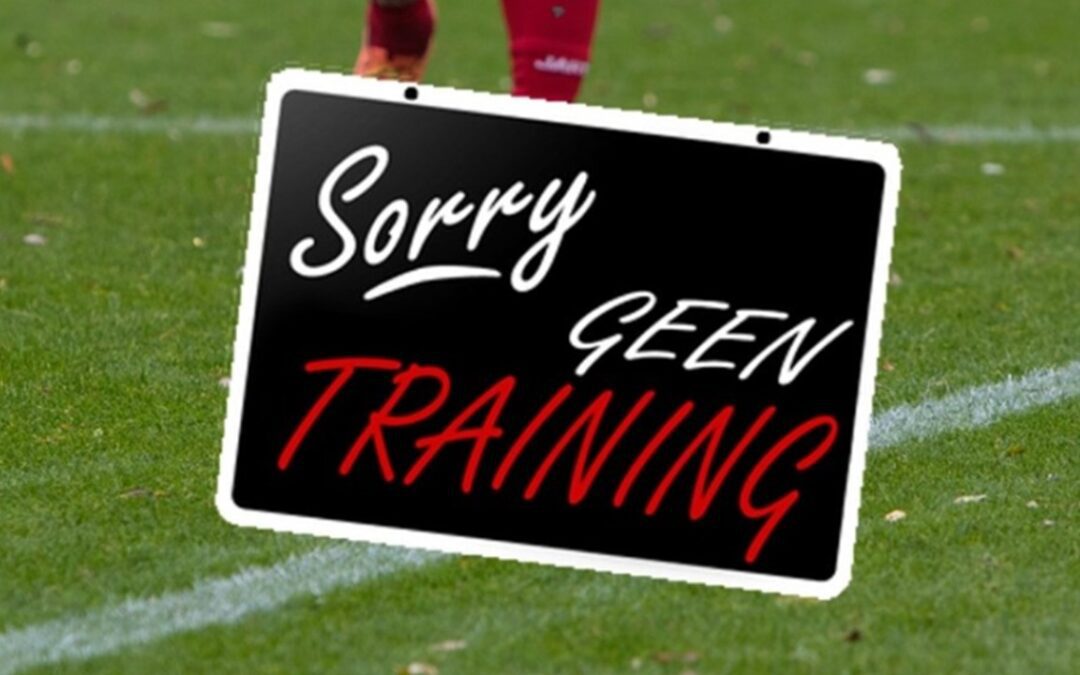 Trainingen donderdagavond 23 oktober 2025 afgelast!