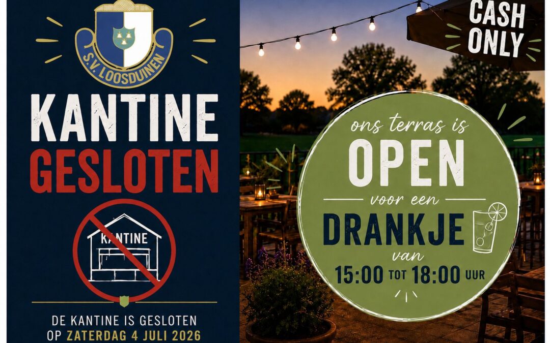 Zaterdag 4 juli – terras open!