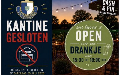 Zaterdag 25 juli 2026: Kantine S.V. Loosduinen gesloten, terras open!